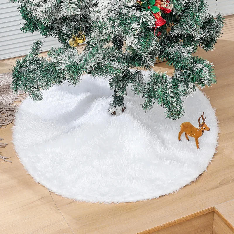 Description Picture 4 of item150CM White Christmas Tree Skirt Rabbit Velvet Fur Floor Mat Christmas Tree Decoration Rug Christmas Tree Skirt Apron Blanket