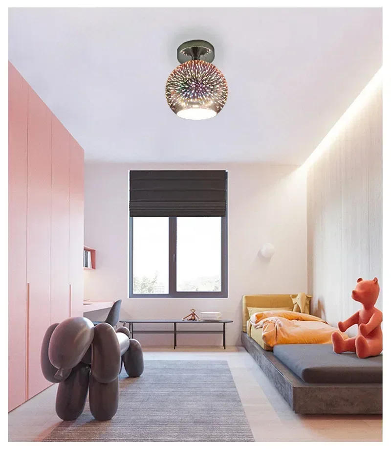 Description Picture 4 of itemNordic Modern Ceiling Lamp 3D Fireworks Electroplated Stained Glass Living Room Bedroom Kitchen Aisle Entrance Lighting Fixtures