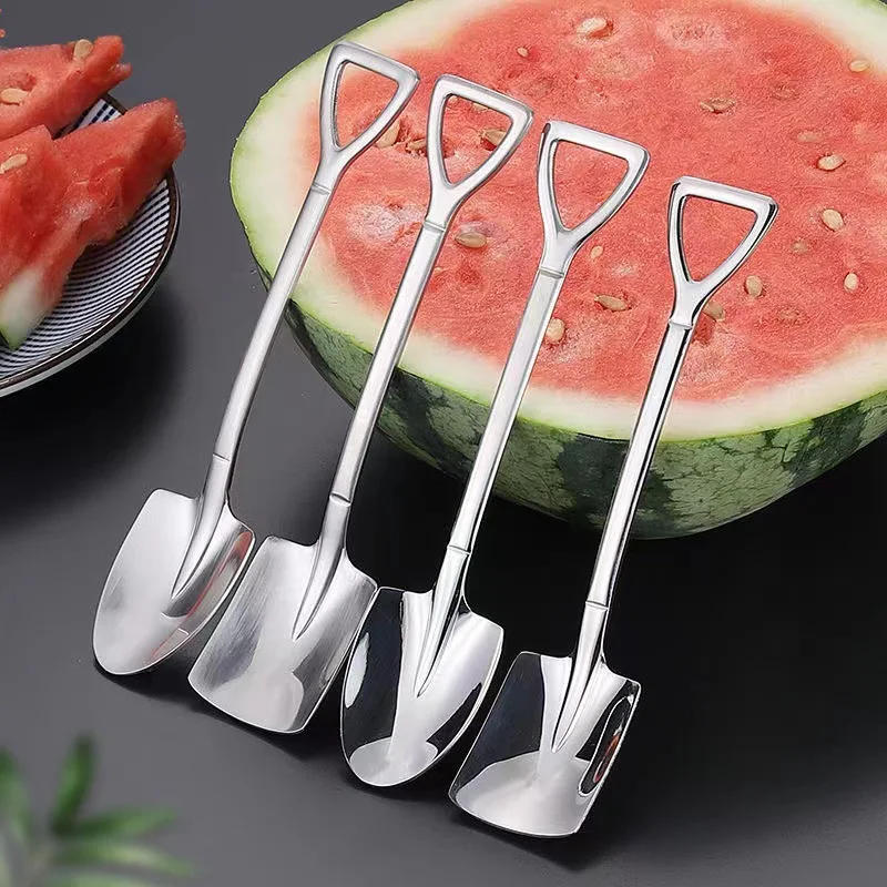 Description Picture 4 of item1 Pcs Shovel Spoons Stainless Steel Teaspoons Creative Coffee Spoon For Ice Cream Dessert Scoop Tableware Cutlery Set