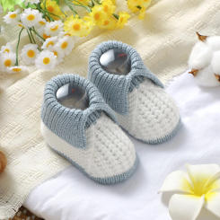 Newborn Baby Shoes Knit Infant Boys Girls Boots Fashion Patchwork Flanging Toddler Kid Crib Shoes 0-18M Chlid Footwear Cute Warm