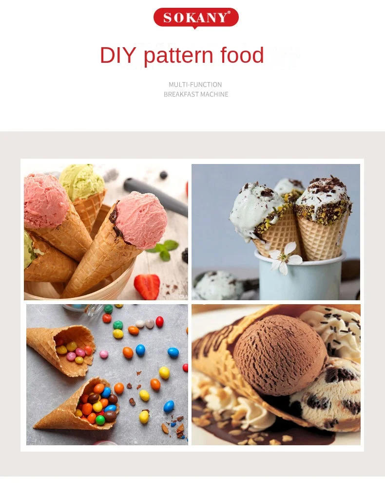 Description Picture 4 of itemRAF Electric Waffle Cone and Sandwich Maker, DIY Egg Roll, Ice Cream Cone Maker for Home Use