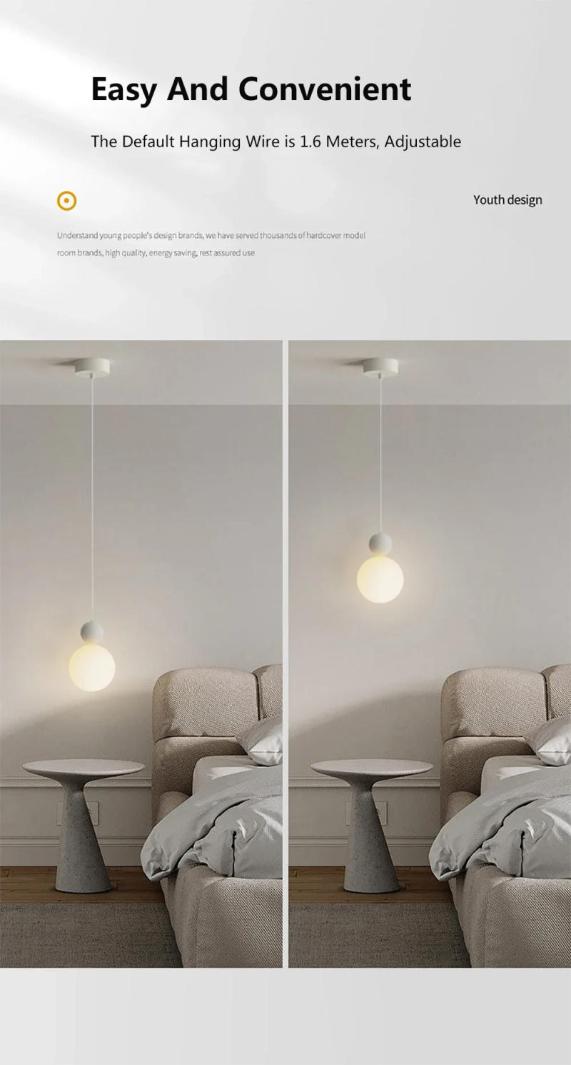 Description Picture 5 of itemModern Minimalist Pendant Light Personality Bedroom Bedside Hanglamp Woonkamer Interior Decorative Ceiling Chandelier Luminaires