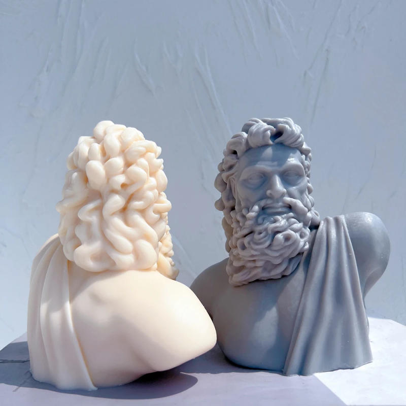 Description Picture 4 of itemGreek Mythology Figures Sculpture Candle Mold Antique Zeus Bust Statue Silicone Mould Home Art Decoration Soy Wax Molds