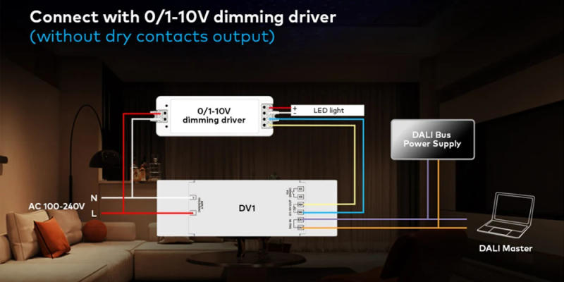 Description Picture 6 of itemDALI 0/1-10V LED Dimmer 1 CH 0-10V 1-10V Output Compliant DALI Device Type 5 Dimmable LED Drivers for Single color LED Strip