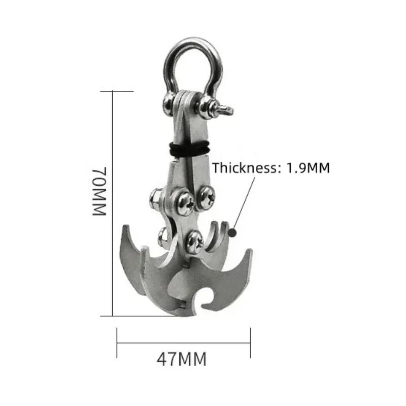 Description Picture 2 of itemOutdoor Rock Climbing Rescue Claw Survival Mountaineering Hook Tool Multifunctional Stainless Steel Folding Gravity Grab Hook