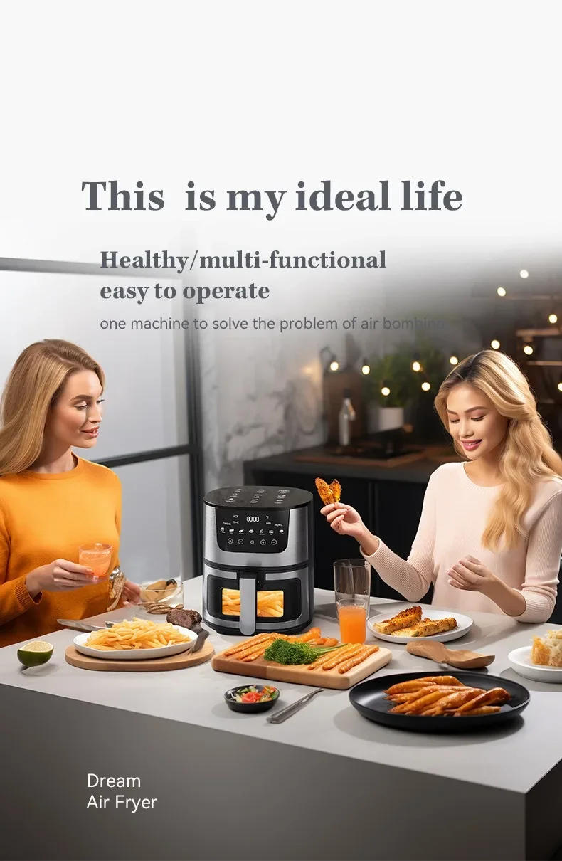 Description Picture 2 of item7L Electric Air Fryer Smart Multi-function Hot Convection Oven Deep Fryer Without Oil LED Touch Control 1400W Visible Window