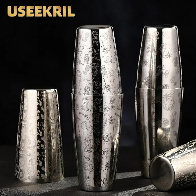 Description Picture 5 of itemBar Cocktail Shaker Boston Shaker Stainless Steel Engraving Shaker Bar Accessory Bartender Tools For Home And Bar