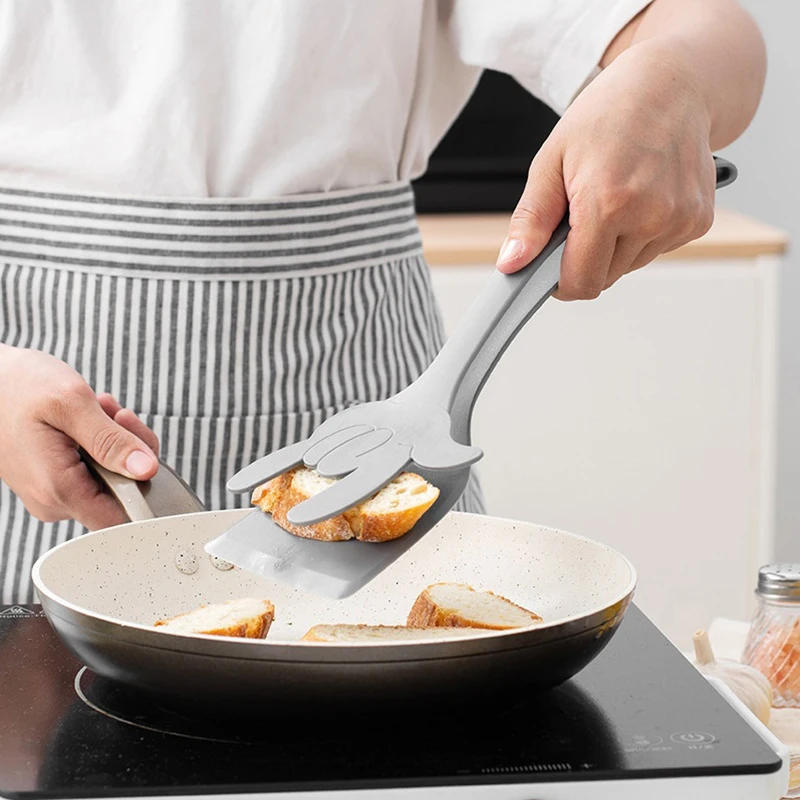 Description Picture 4 of item2 In 1 Grip Flip Spatula Clamp Egg Pancake Fish French Toast Omelette Making Non Stick Home Kitchen Cooking Turner Tool