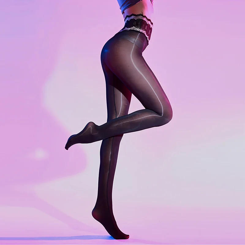 Description Picture 4 of itemWomen Stockings Aurora Oil Glossy Seamless Pantyhose Lace High Waist Female Hosiery Smooth Silk Sexy Tights Crotchless Lingerie