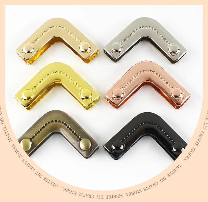 Description Picture 2 of item5/10/20Pcs Bag Corner Protector Metal Clip Buckle Purse Edge Cover Clasp Leather Decoration Wrapping Screw Clips End Lock Parts