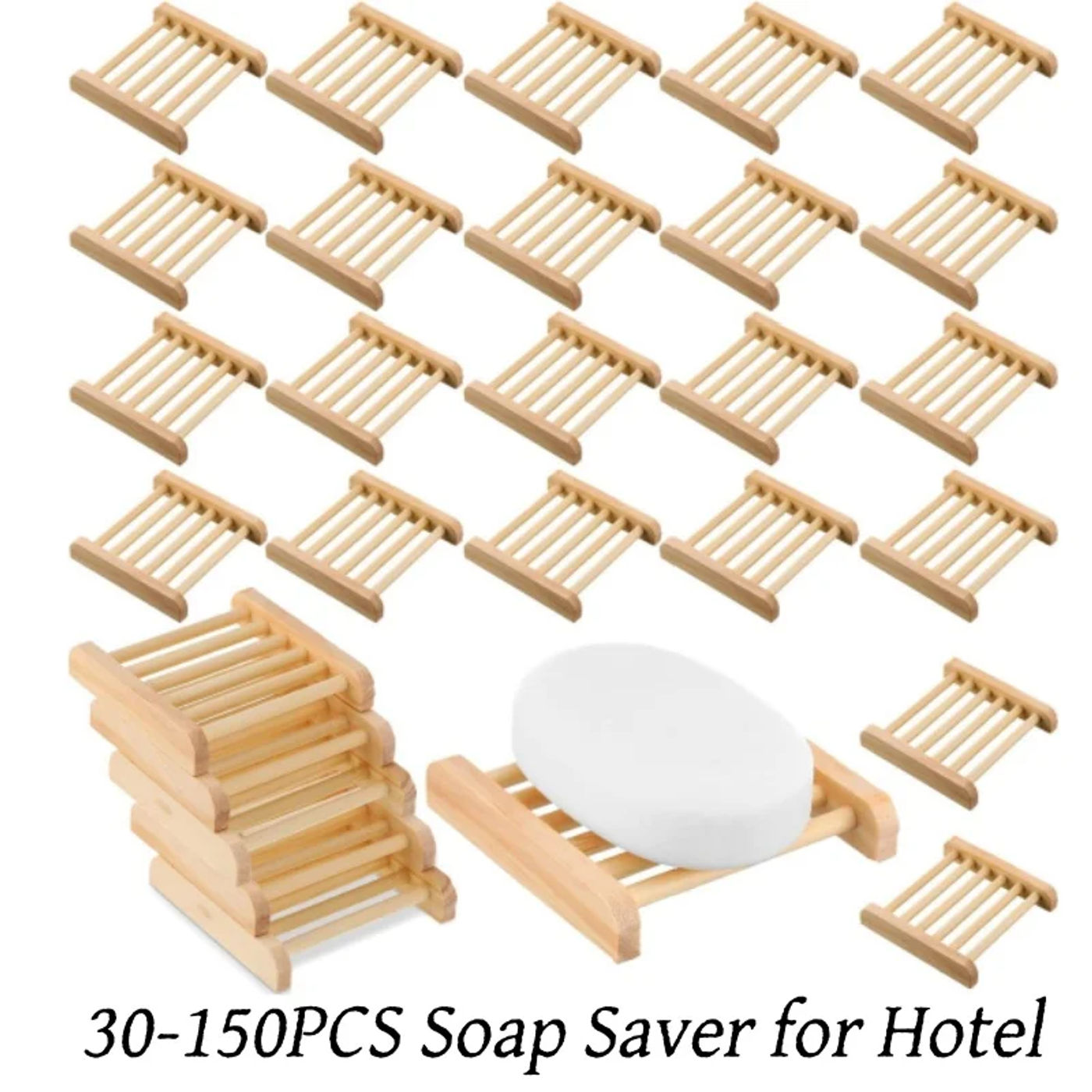 Description Picture 3 of item30-150PCS Soap Saver Wood Soap Dish Bulk for Hotel Bathroom Soap Holders Hand Craft Soap Case for Bathtub Shower Dish Accessorie