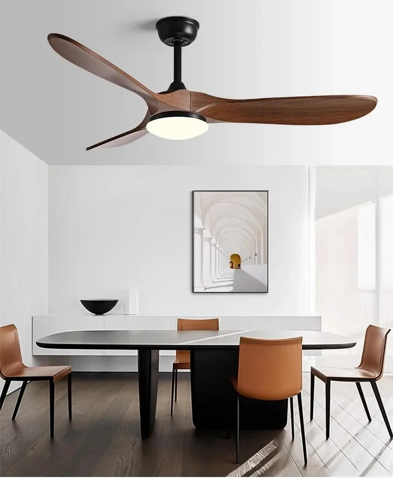 Description Picture 2 of itemNordic Minimalist Ceiling Fans Originality Wooden Lamp Living Room Restaurant Bedroom Variable Frequency Electric LED Fan Lights