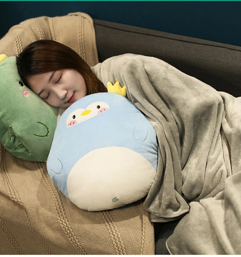 Description Picture 2 of item3 In1 Stuffed Hand Warmer Bag Cartoon Animal Pillow Blanket Cute Cushion Blanket Home Car Travel Pillow for Children Girl Gift
