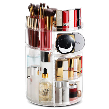 Dressing Table Storage Box 360 Degree Rotation Skincare Product Rack Fashion Acrylic Makeup Organizer for Cosmetic Lipstick Case