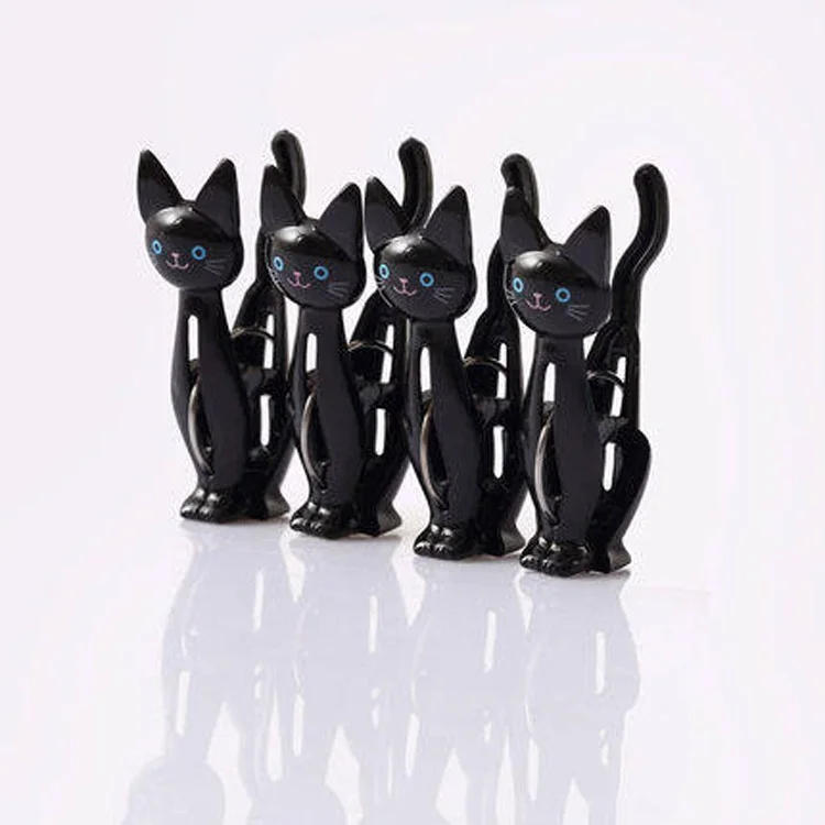 Description Picture 2 of item4 Pcs/set Creative Cat Cartoon Clip Bags Strong Plastic Clothes-pin Shape Socks Hanging Pegs Clamps Laundry Photo Holder