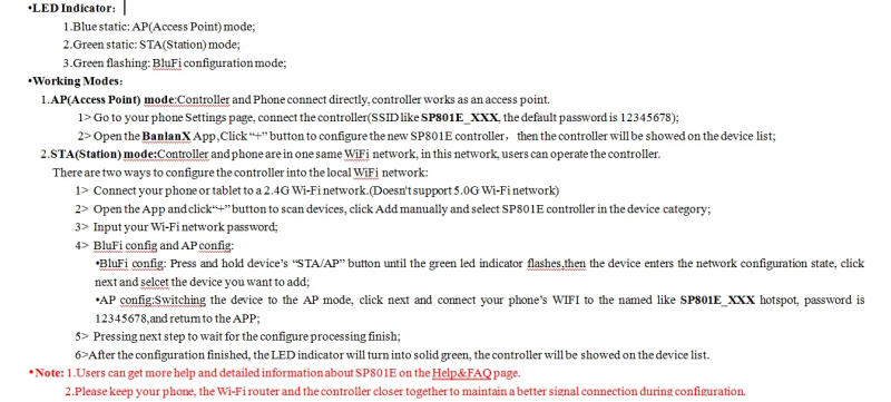 Description Picture 3 of itemSP801E DC5V-24V 12V Art-Net Magic LED WIFI Controller Matrix Panel Module WS2812 WS2811 Light Strip Wireless Control IOS Android