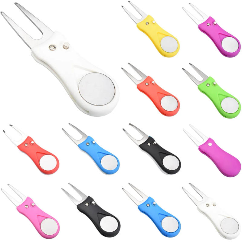 Description Picture 2 of itemVersatile Golf Divot Tool Lightweight With Magnetic Ball Marker Head Groove Cleaner Retractable Pitchfork Black Golf Accessories