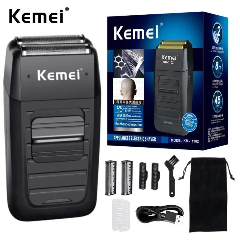 Description Picture 6 of itemKemei KM-1102 Rechargeable Cordless Shaver for Men Twin Blade Reciprocating Beard Razor Face Care Multifunction Strong Trimmer