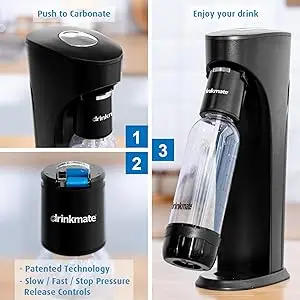 Description Picture 5 of itemOmniFizz Sparkling Water and Soda Maker, Carbonates Any Drink, ULTIMATE BUNDLE - Includes three 60L CO2 Cylinders, Two