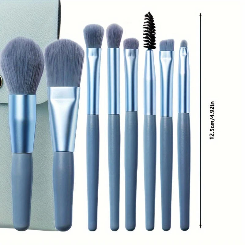Description Picture 4 of item8Pcs Soft Bristle Makeup Brush Set - Portable Beginner-Friendly Tools for Eyeshadow/Blush/Lip/Lash Comb-Handled Travel Gift Set