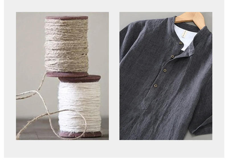 Description Picture 5 of itemVintage Shirt Summer Men Pure Linen Shirts Lazy Style Beach Pullover Top Men Causal Stand Collar Short Sleeve Shirt Breathable