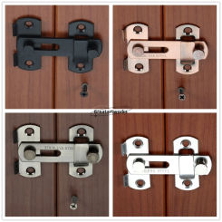 8pcs Stainless Steel Latch w/screws Black/Bronze/Silver Security Buckle Lock Hasp for Small Door Window Cabinet Bathroom Garden