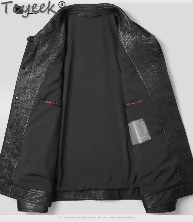 Description Picture 6 of itemTcyeek Male Leather Jacket 100% Genuine Leather Man Jackets Spring Fall Men Clothing Fashion Short Goatskin Coats Slim Chaquetas