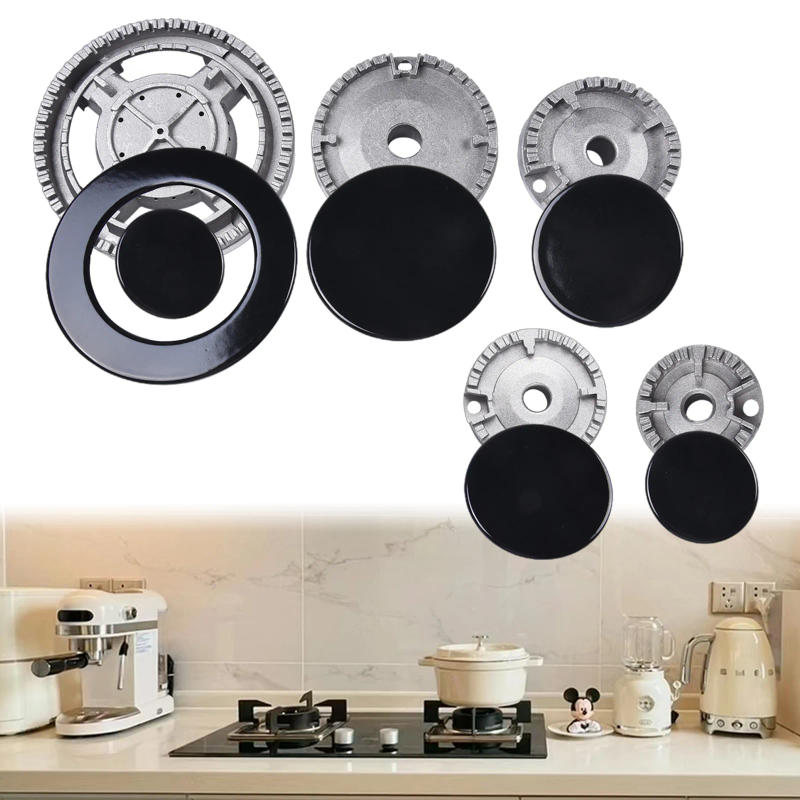 Description Picture 2 of item1 Set Cooker Hat Set Stove Lid Upgraded Oven Gas Hob Burner Crown Flame Cap Fits Most Gas Stove Burners Kitchen accessories