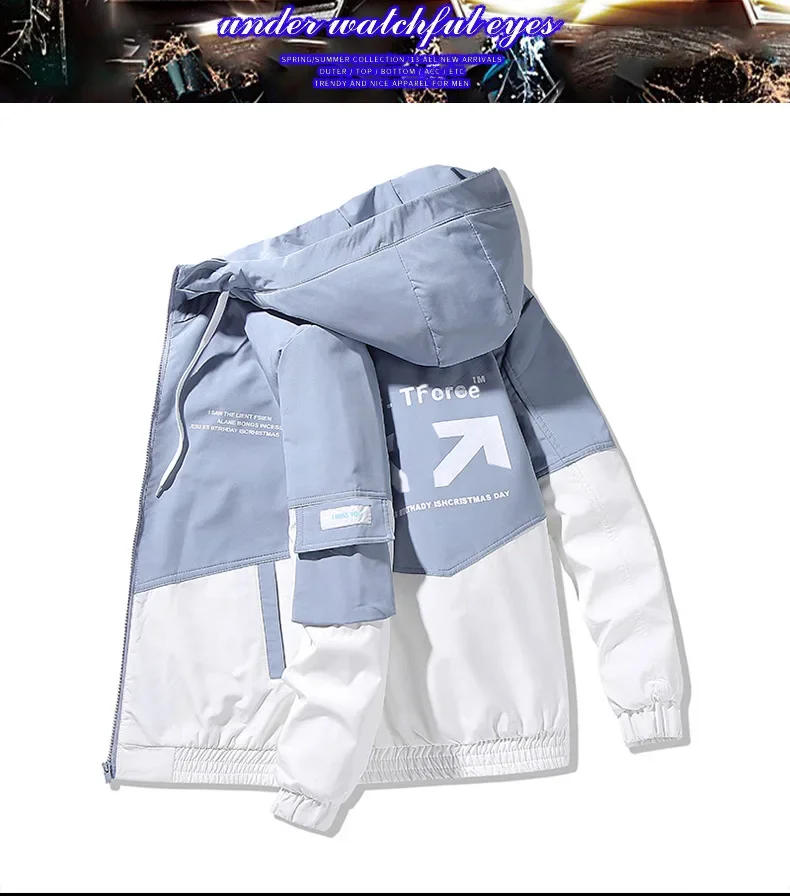 Description Picture 4 of itemMen's Hooded Fashion Printed Jacket 2024 Spring And Autumn Clothes Men Jacket Size 4XL Outwear Hooded Wadded Coat Slim Parka