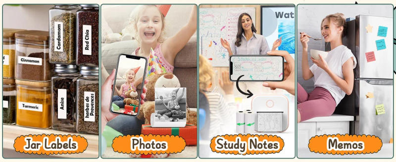 Description Picture 3 of itemMini Printer Sticker Paper, Thermal Paper Rolls For T02/M02 and Mini Printer, Smooth Color Self-Adhesive Paper 25X57mm Paperang