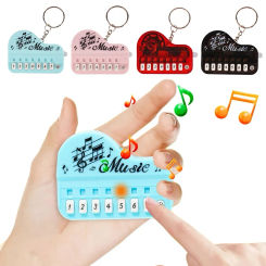 New Piano Toy Keychain Mini Electronic Organ Piano Key Chain with Lights Multifunctional Electronic Piano Pendant Keyring Gift