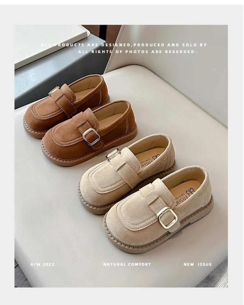 Description Picture 3 of itemGirls Flats Spring Fall Shallow Lazy Loafers Shoes for Kids Girl Comfortable Soft Suede Sneaker Casual School Shoes Child I02111