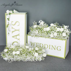 Babybreath White Rose Wedding Backdrop Floral Arrangement Event Decor Table Centerpieces Ball Banquet Welcome Sign Corner Flower