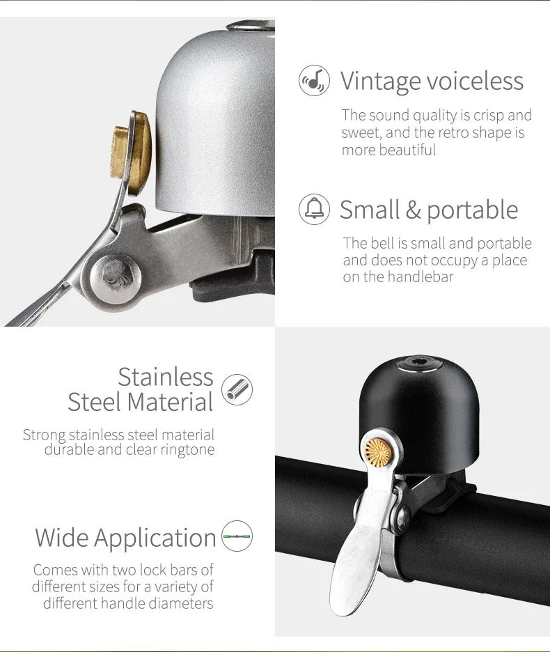 Description Picture 3 of itemROCKBROS Bicycle Vintage Brass Bell Ring Clear Sound Quality MTB Road Bike Retro Bell Cycling Children Horn Kid Bike Accessories