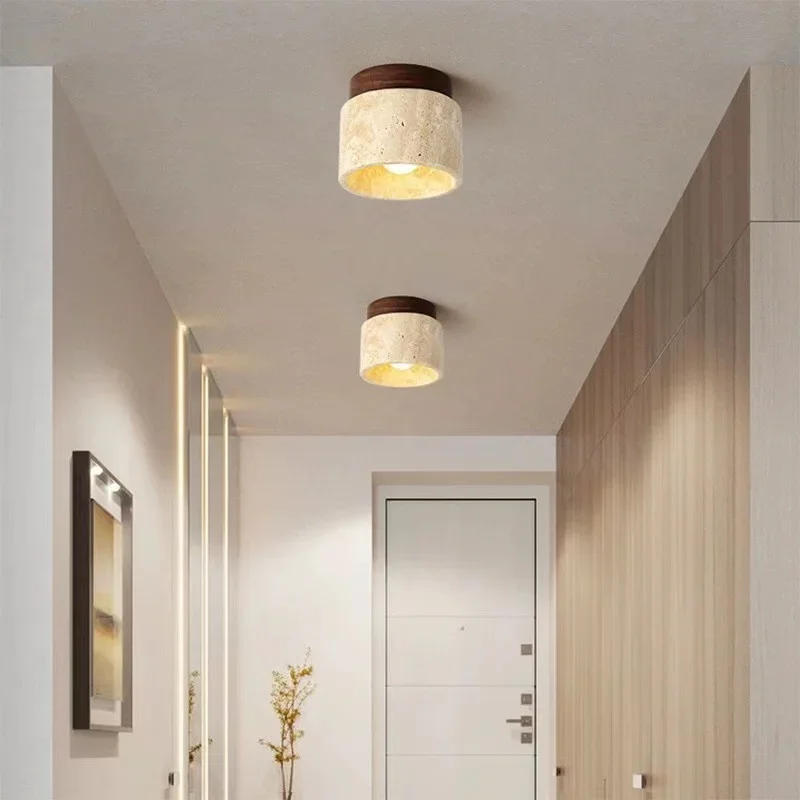 Description Picture 5 of itemYellow Marble Ceiling Light Lobby Entrance Corridor Balcony Restaurant Hotel Aisle Travertine Decorative Lamp