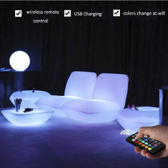 REAQ RGB Iluminated Pillow Sofa Seats 90*80*72cm PE Plastic Sectional Sofa Chairs LED Deckchair For Events Activity Riq-PS90