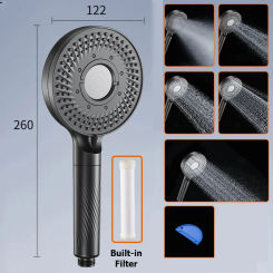 New 5 Modes Adjustable Shower 122mm Large Flow High Pressure Shower Head With Filter Water Saving Showerhead Bathroom Accessorie