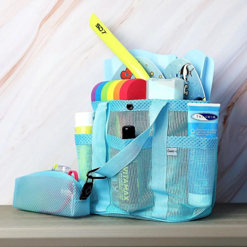 Description Picture 2 of itemBreathable Mesh Beach Storage Bag Foldable Large Capacity Mesh Toiletry Bag Portable Quick Dry Swimming Handbag Outdoor