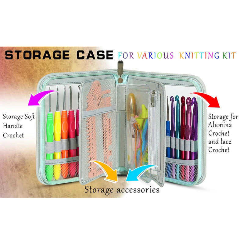 Description Picture 6 of itemCrochet Hooks Set with Case Sewing Knitting Needles Weave Yarn Kits DIY Hand Knitting Art Tools for Crochet Lovers Beginners