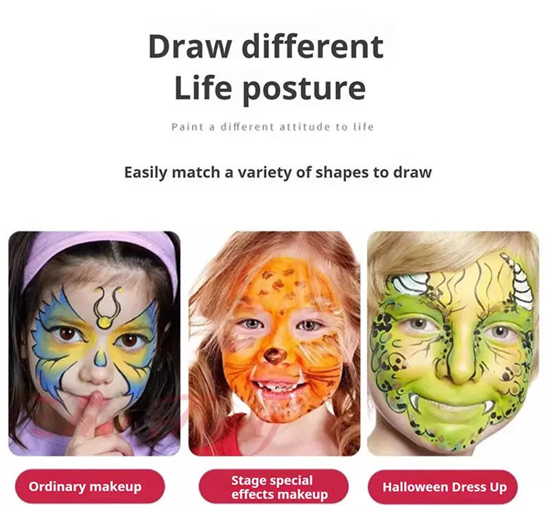 Description Picture 4 of item30G Water Monochromatic Face Body Painting Palette Halloween Festive Washable face and body paint Makeup Costume Body Partie