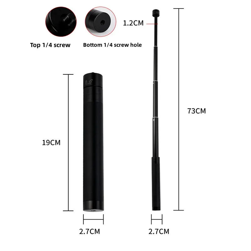 Description Picture 5 of item2in1 Metal Selfie Stick Tripod Lengthen Holder Telescopic Rod for DJI Osmo Pocket 3 Camera Gimbal Accessories
