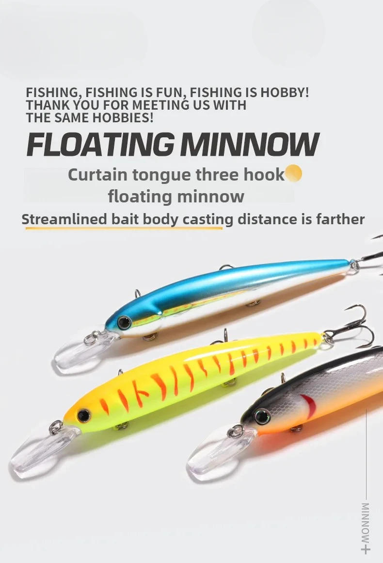 Description Picture 2 of itemDeep diving Floating Minnow Fishing Lure Wobblers 12cm/17g Hard Bait Fresh Water Ocean Boat Beach Sea Fishing Crankbait Perch