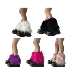 Y2K Faux Furs Leg Warmers for Womens Winter Warm Furs Boot Cuffs Covers,Cozy,Christmas,Halloween,Party, Cosplay Costume DropShip