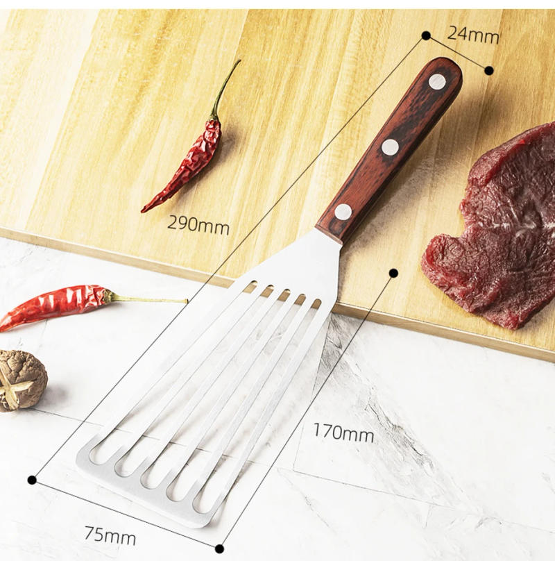 Description Picture 4 of itemKitchen Frying Spatula Non-slip Stainless Steel Slotted Turner & Fish Spatula Leaky Shovel Fish Slice Kitchen accessories