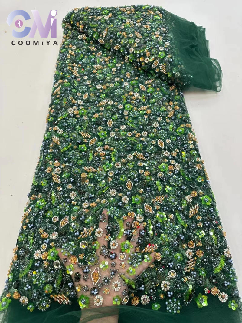 Description Picture 5 of itemLace Fabric with Beads and Sequins for Women, Heavy Process, 5Y Embroidery, Wedding Party Dress Series, Autumn, 2023