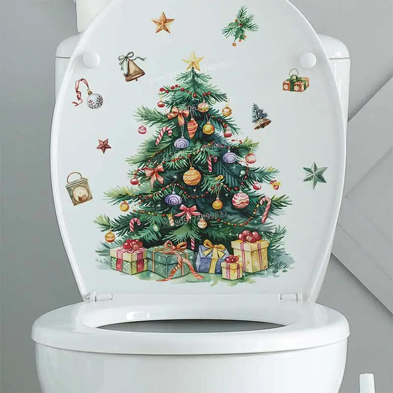 Description Picture 4 of itemChristmas Tree gift Bell Toilet Lid Decal Waterproof WC Door Sticker Removable Self-Adhesive Decor  Household Stickers S196