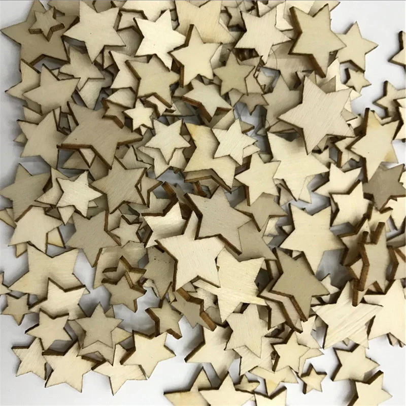 Description Picture 3 of item200PCS 10/12/15/20MM Wood Stars Chips Christmas Wedding Table Confetti Scatters Embellishments Cardmaking Scrapbooking Crafts