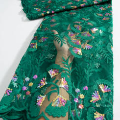 French Milk Silk Lace Fabric 2024 High Quality African Nigerian Mesh Sequins Lace Milk Silk Lace For Women Party Dress SewTY3724