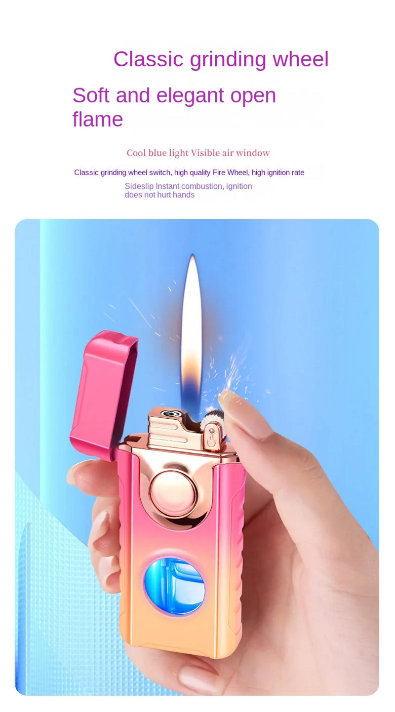 Description Picture 5 of itemDouble Tube Lighters Flash Visible Gas Cigar Lighter Windproof Flint Gas Lighter Jet Gadgets for Men Cigarette Accessories