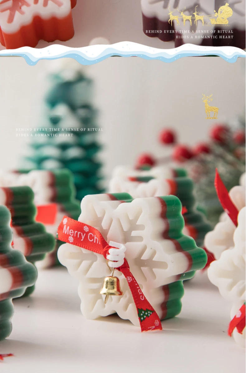 Description Picture 5 of itemChristmas Snowflake Candle Mold DIY Gypsum Dropping Glue Aromatherapy Resin Handmade Soap Mold Home Holiday Gift Baking Tool